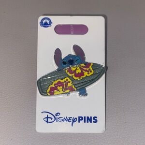 Disney Stitch with Floral Surfboard Pin
